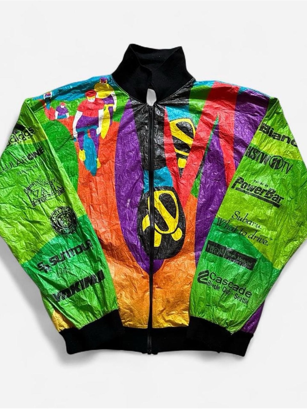 Vintage 1990s Multicolor Seattle Washington Windbreaker cycling Jacket XL